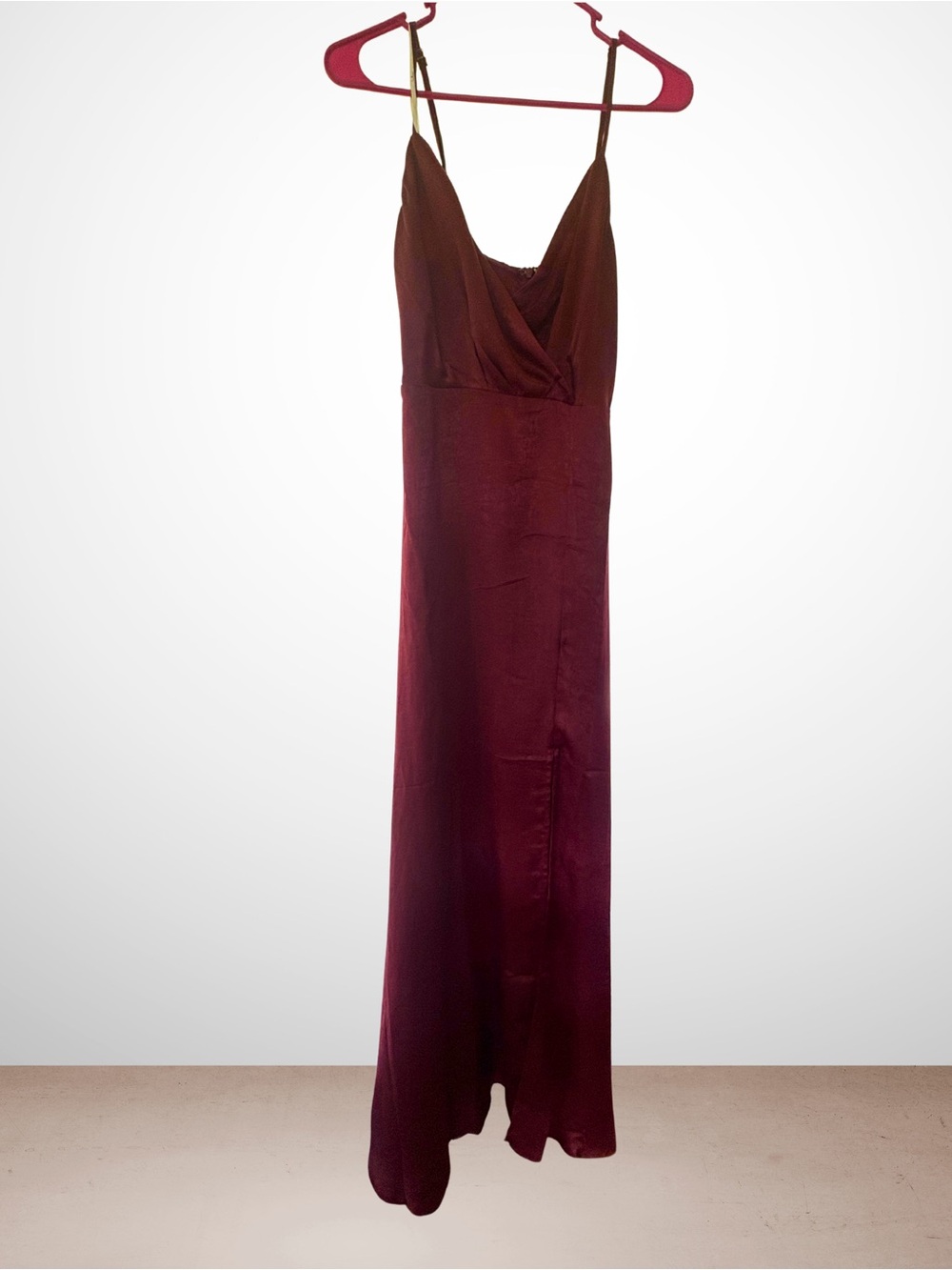 Lulu's Wine Red Satin Slip Maxi Dress (only worn once!)